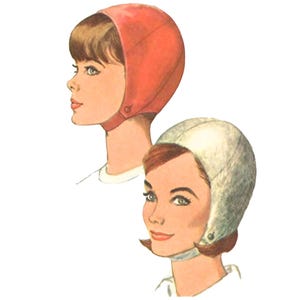 PDF - 1960s Mod Hat Sewing Pattern: Ladies Helmet Millinery, One Size - Download
