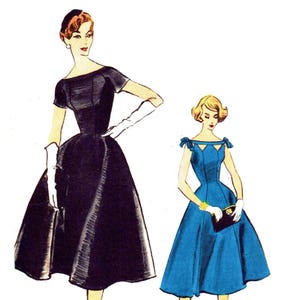 Vintage-Schnittmuster aus den 1950er Jahren, ausgestelltes Kleid - Brustumfang: 91 cm (36 Zoll)