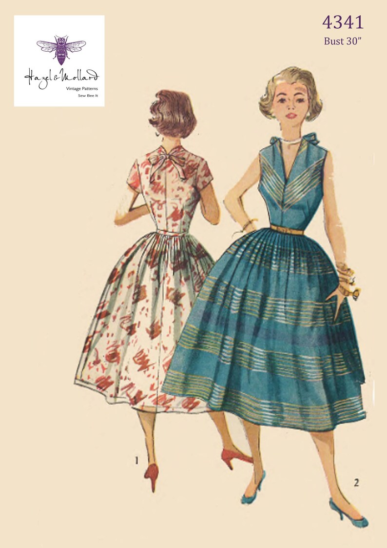 Vintage 50er Jahre Schnittmuster Hübsches Rockabilly Kleid Etsy