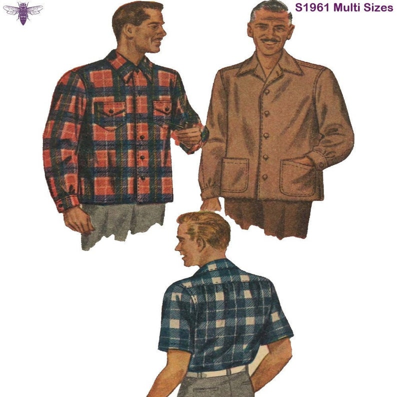 1940s Sewing Patterns – Dresses, Overalls, Lingerie etc Vintage 1940s Sewing Pattern: Mans Shirt - Chest 38”- 40”/ 96.5cm - 101.6cm $23.50 AT vintagedancer.com