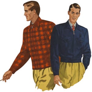 PDF - 1940s Men&#39;s Lumber Jacket Sewing Pattern: Bomber Jacket, Chest 34-36&quot;(86-91cm) - Download