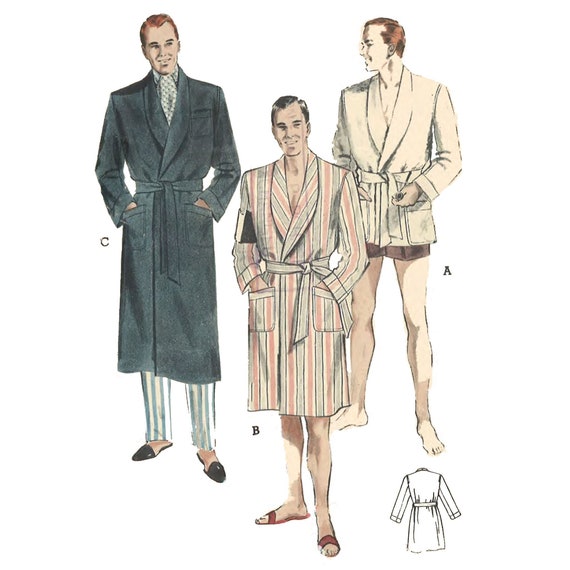 Mens short top dressing gown jacket