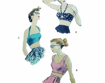 PDF - Naaipatroon rockabilly crop-top en bh jaren 50: buste 32"(81 cm) - downloaden