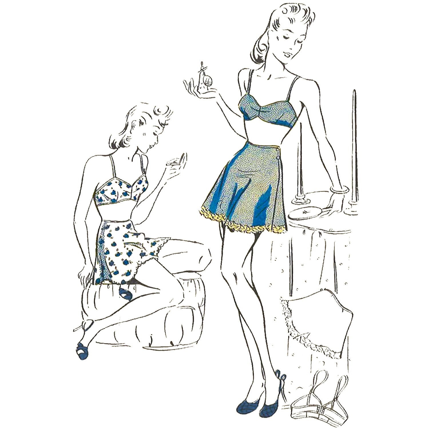 PDF Vintage 1940s Sewing Pattern, Women's Bra Brassiere