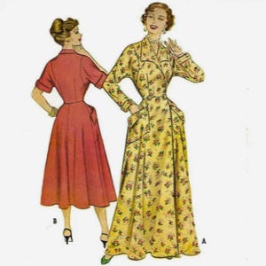 Vintage 1950s Sewing Pattern: Housecoat, Robe, Dressing Gown, Dress - Bust 38” (96.5cm)