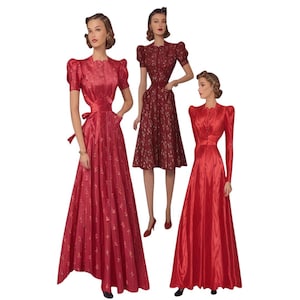 1930s Housecoat Dress Sewing Pattern: Vintage Women&#39;s Gown (Bust 34&quot;) (PDF Pattern Download)