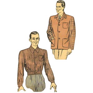 Vintage 1940's Sewing Pattern: Men's Sports Coat & Battle Jacket - Chest 42 - 44” (107-112cm)