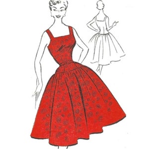 Vintage 1950&#39;s Sewing Pattern: Monroe Style Dress, Square Neckline - Bust 36&quot;/ 92cm