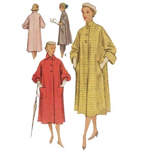 PDF - Molde de Costura Anos 50, Casaco Reversível Feminino e Casaco para Relaxar - Busto 81,3 cm (32") - Baixar
