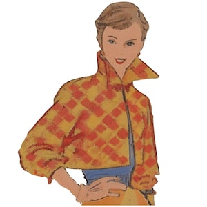 Vintage 1950&#39;s Sewing Pattern: Women&#39;s High Collar, Bolero jacket and Lined - Bust 36&quot; (91.4cm)