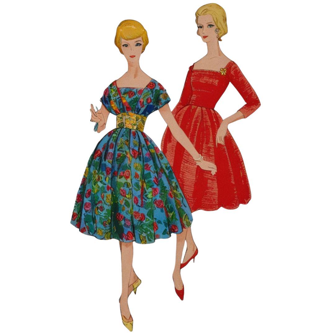 PDF - Cartamodello vintage anni '60: abito da cocktail - Busto 86 cm - Scarica