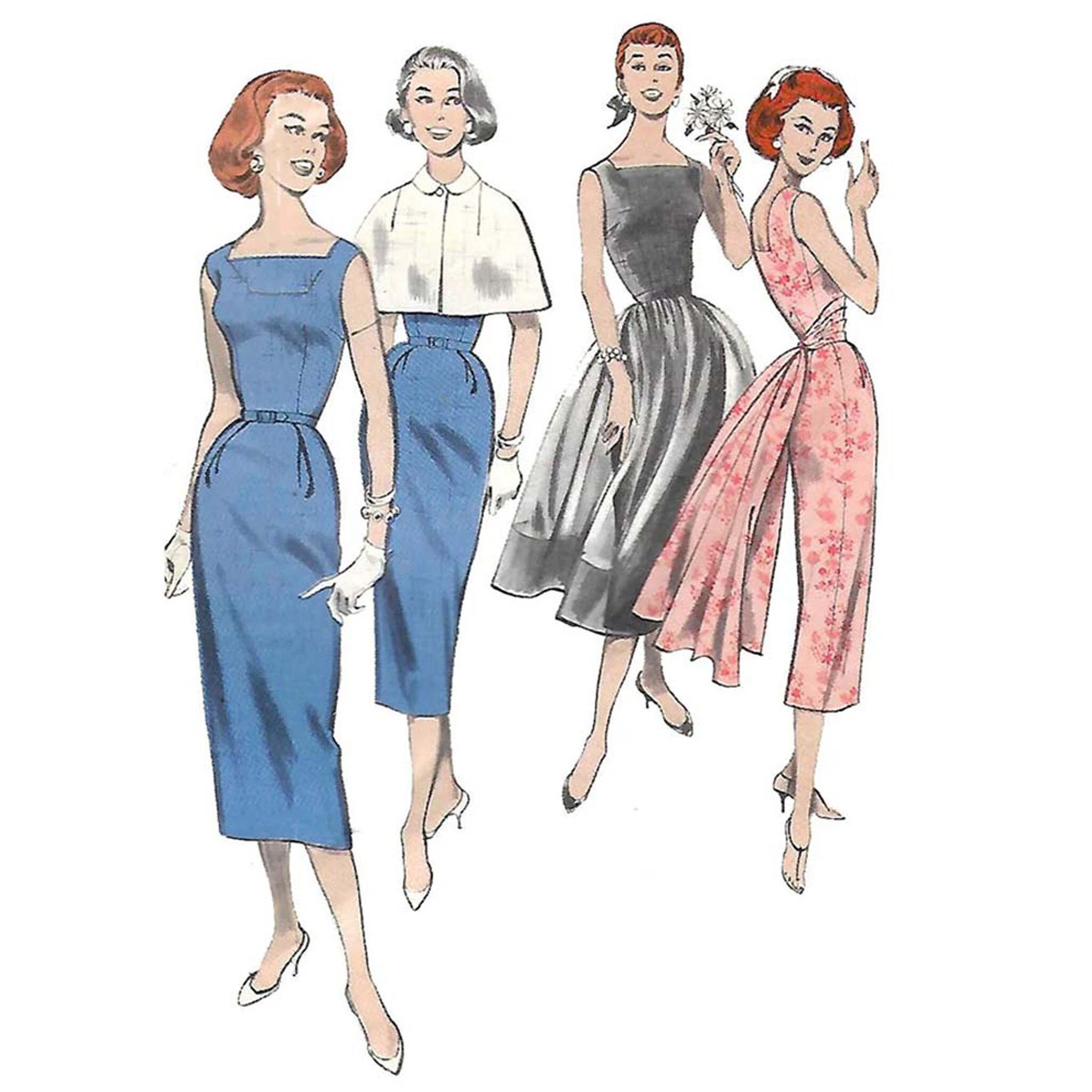 Vestido entallado con patrón de costura de los años 50 capa - Etsy México Vestido entallado con patrón de costura de los años 50 capa - Etsy México