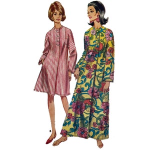 PDF - Patrón de costura vintage de la década de 1960 - Vestido caftán - Impresión instantánea en casa