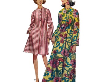 PDf - Vintage 1960s Sewing Pattern – Caftan Dress - Instantly Print at Home
