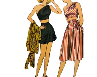 Vintage 1950's Sewing Pattern: Women's Beachwear - Bust 32” (81cm)
