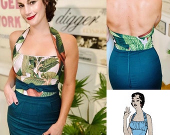 PDF - 1950's Sewing Pattern: 'Meet Me at the Halter' Top, Tie Waist, Bust 28”- 38''(71cm-97cm) - Instantly Print at Home