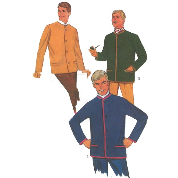 Vintage 1960's Sewing Pattern:  Men's Collarless Jacket - the Beatles - Chest 38”/ 96.5cm