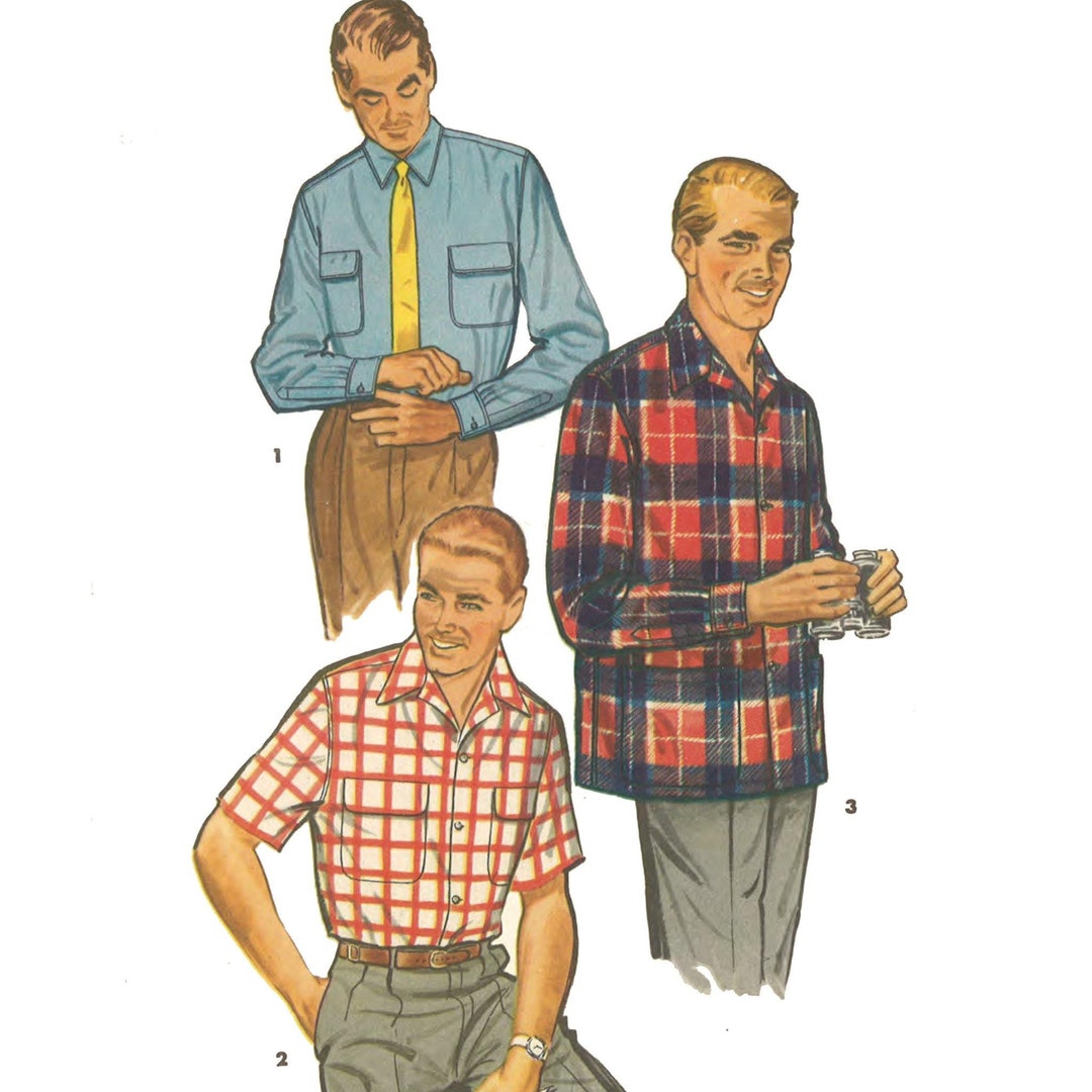 PDF - Vintage 1950's Vintage Sewing Pattern Men's Comfortable Sports ...