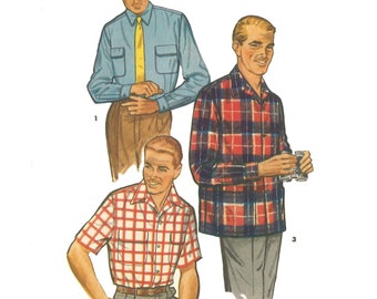 PDF - Vintage 1950's Vintage Sewing Pattern Men's Comfortable Sports Shirt - Chest: 46-48" (116.8-121.9cm) - Instantly Print at Home