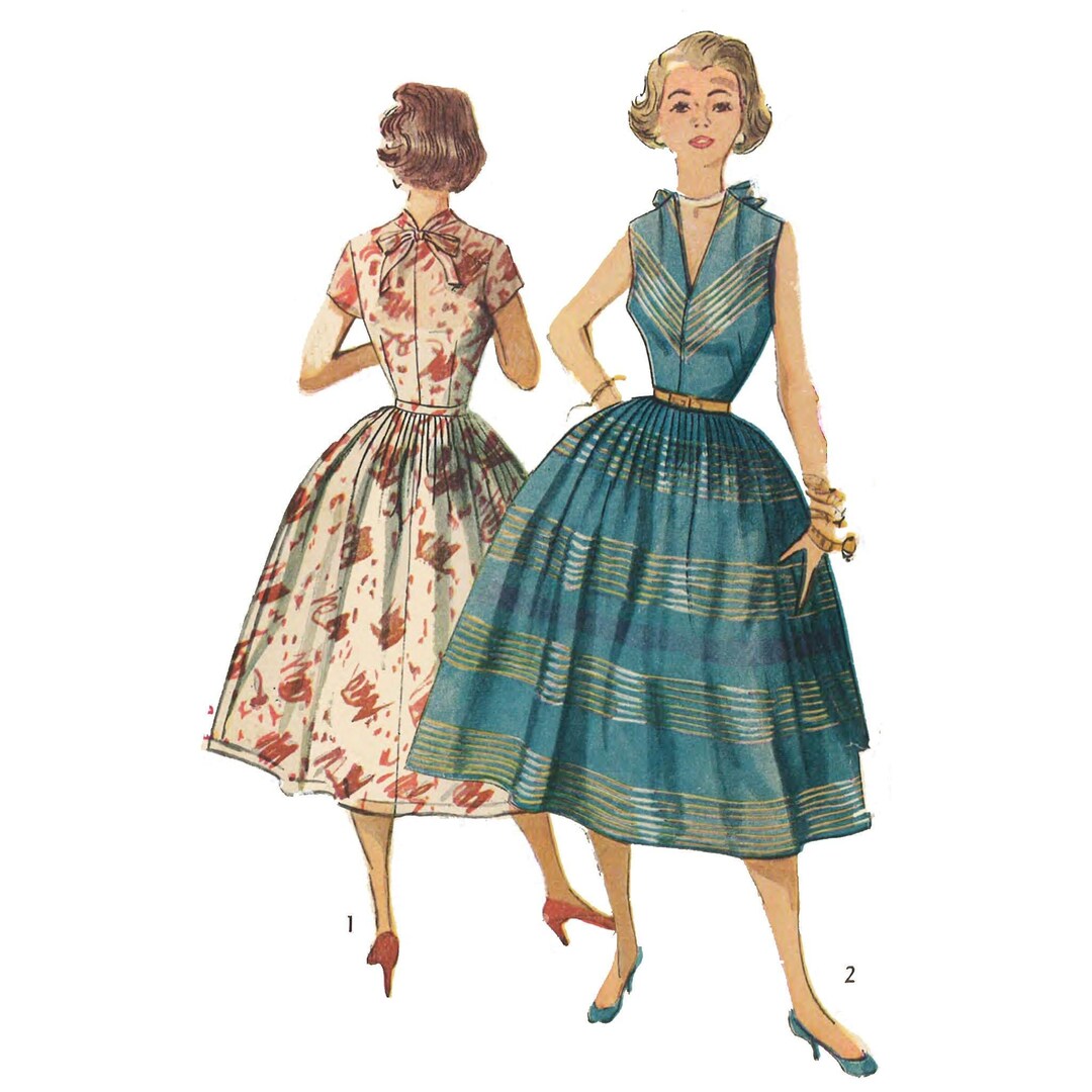 Vintage 1950's Sewing Pattern: Pretty Rockabilly Dress Bust 30 / 76.2cm ...