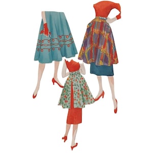 【vintage】絵画 スカート 1950年代ロックンロールスカートPDF縫製パターンウエスト29