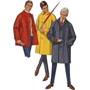 PDF - Vintage 1960&#39;s Sewing Pattern Men&#39;s Mod Coat Overcoat - Chest: 40&quot; (101.6cm) - Instantly Print at Home