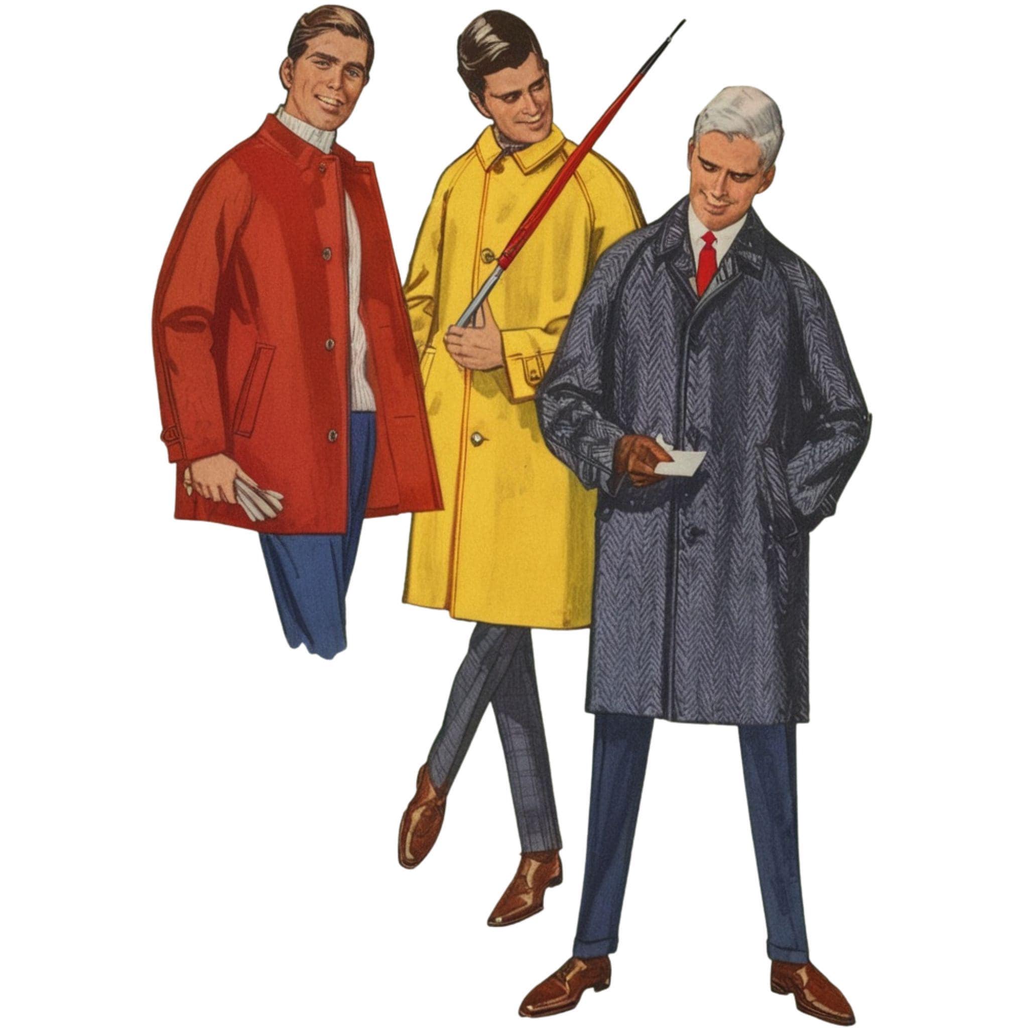 PDF - Vintage 1960's Sewing Pattern Men's Mod Coat Overcoat