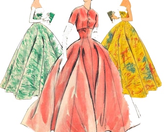 Vintage naaipatroon uit de jaren 50: Vogue avond- of baljurk en bolero - Borstomvang 79 cm