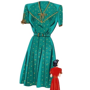 PDF - 1940&#39;s Schnittmuster: Kleid mit Passe - Büste 106,7 cm - Sofortiges Drucken zu Hause