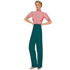 Vintage 1930's Sewing Pattern: WW2 Women's Slacks - Waist 26" / 66cm
