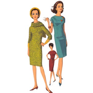 Vintage 1960&#39;s Vogue Sewing Pattern: Asymmetrical Dress - Bust 34&quot; (86cm)