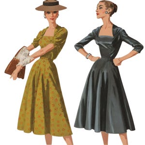 PDF - Vintage 1950&#39;s Sewing Pattern: Rockabilly Versatile Fit Dress - Bust 36&quot; (91cm) - Download