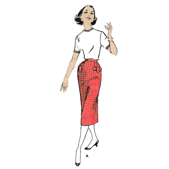 Vintage 1950s Pattern all One Piece Pencil Skirt Waist 24 .5