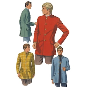 PDF - 1960s Nehru &#39;Beatles&#39; Jacket Sewing Pattern: Men&#39;s Slim Fit, Chest 36&quot;(91cm) - Download