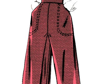 PDF - Vintage 1940s Schnittmuster, Culotte & Rock - Taille: 81 cm - Download