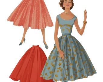 Vintage 1950&#39;s Sewing Pattern Rockabilly Full Circle Skirt - Various Sizes Available