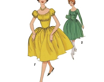 PDF - 1950s Pattern: Dixie Marilyn Style &#39;Easy to Sew&#39; Cottagecore Dirndl Dress  - Bust 35&quot; / 89cm - Download