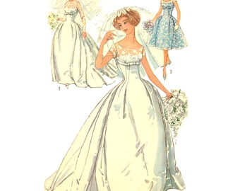 Vintage 1950's Sewing Pattern, Wedding Dress, Bridesmaids Dress, Train - Bust 32” / 81.3cm