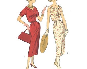 PDF - 1950's Sewing Pattern:  1950s Pattern, Iconic Fitted Sheath, Wiggle Dress - Bust 36” (91cm) - Instantly Print at Home