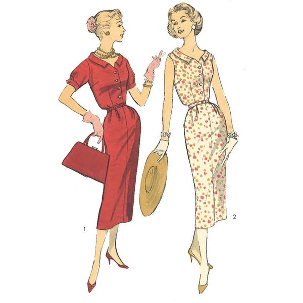 PDF - 1950's Sewing Pattern:  1950s Pattern, Iconic Fitted Sheath, Wiggle Dress - Bust 36” (91cm) - Instantly Print at Home