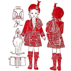 PDF - Vintage 1940s Sewing Pattern: Child's Standard Scottish Highland Dress Costume - Chest 26" (66cm) - Download