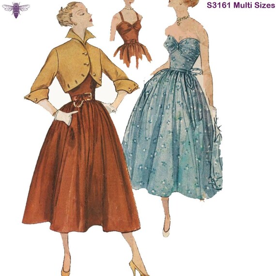 Vintage 1950's Sewing Pattern: Feather Boned Bodice Dress | Etsy