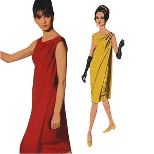 PDF - Vintage 1960s Sewing Pattern, Draped Evening Dress - Bust: 34” (86cm) - Download