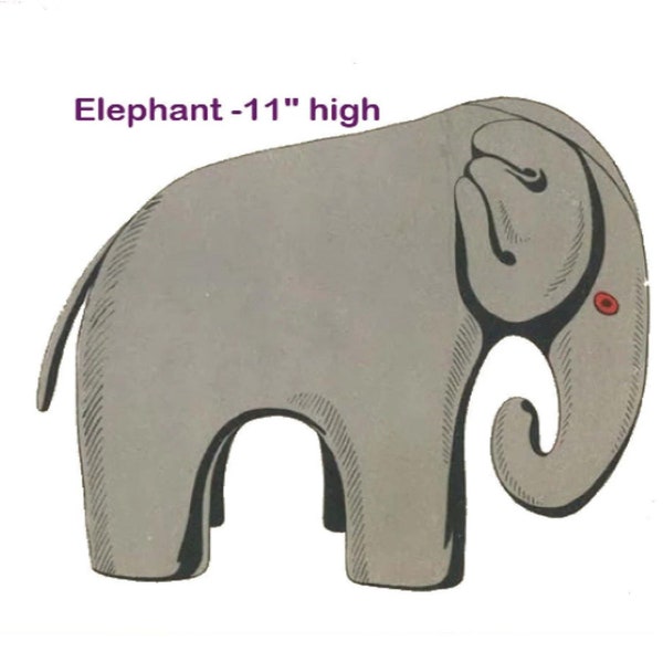 PDF - Vintage 1940's Sewing Pattern: Elephant Toy 11"  - Instantly Print at Home