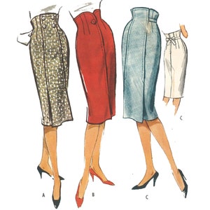 Vintage 1950's Sewing Pattern: Wiggle, Slim, Pencil, High Waisted, Hollywood Skirt - 26” - 36.5" (66cm - 93cm)