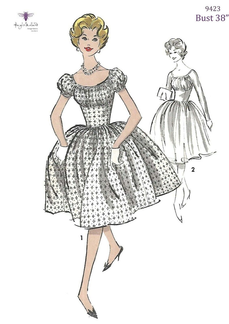 1950s Sewing Patterns | Dresses, Skirts, Tops, Mens Vintage 1950s Sewing Pattern Reproduction - Marilyn Style Dress Bust 38