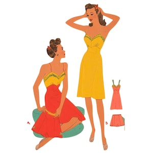 PDF - 1940s Lingerie Sewing Pattern: Slip, Camisole & Shorts - Bust 34&quot;(86cm) - Download