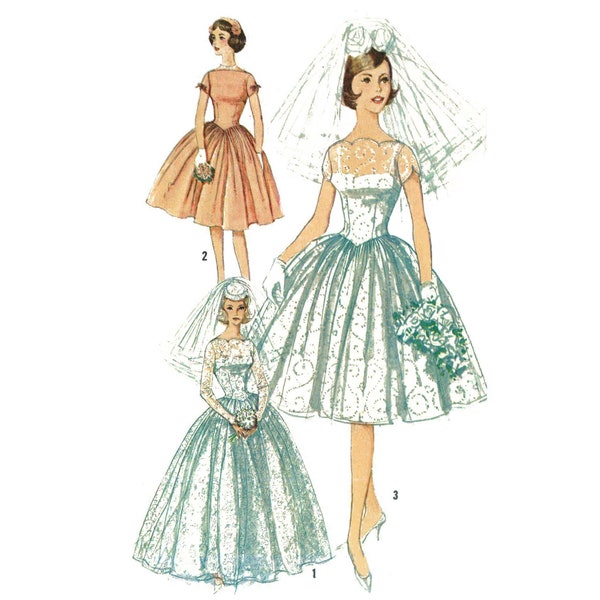 Vintage 1950's Sewing Pattern: Grace Kelly Style, Bridal Gown, Wedding Dress, Bridesmaid & Slip - Bust 36” (91.4cm)