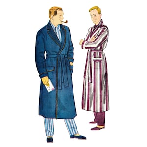 PDF - Patrón de costura vintage de los años 50, bata de hombre - Pecho: 46 – 48” (116-121cm) - Descargar