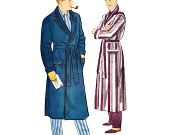 PDF - Vintage 1950s Sewing Pattern, Men’s Robe - Chest: 46 – 48” (116-121cm) - Download